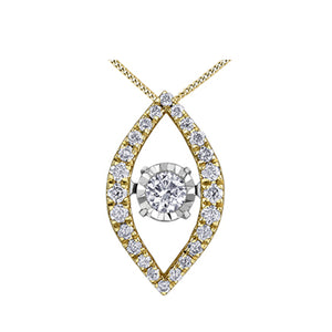 141589 10K Yellow & White Gold .22CT TW Dancing Diamond Pendant