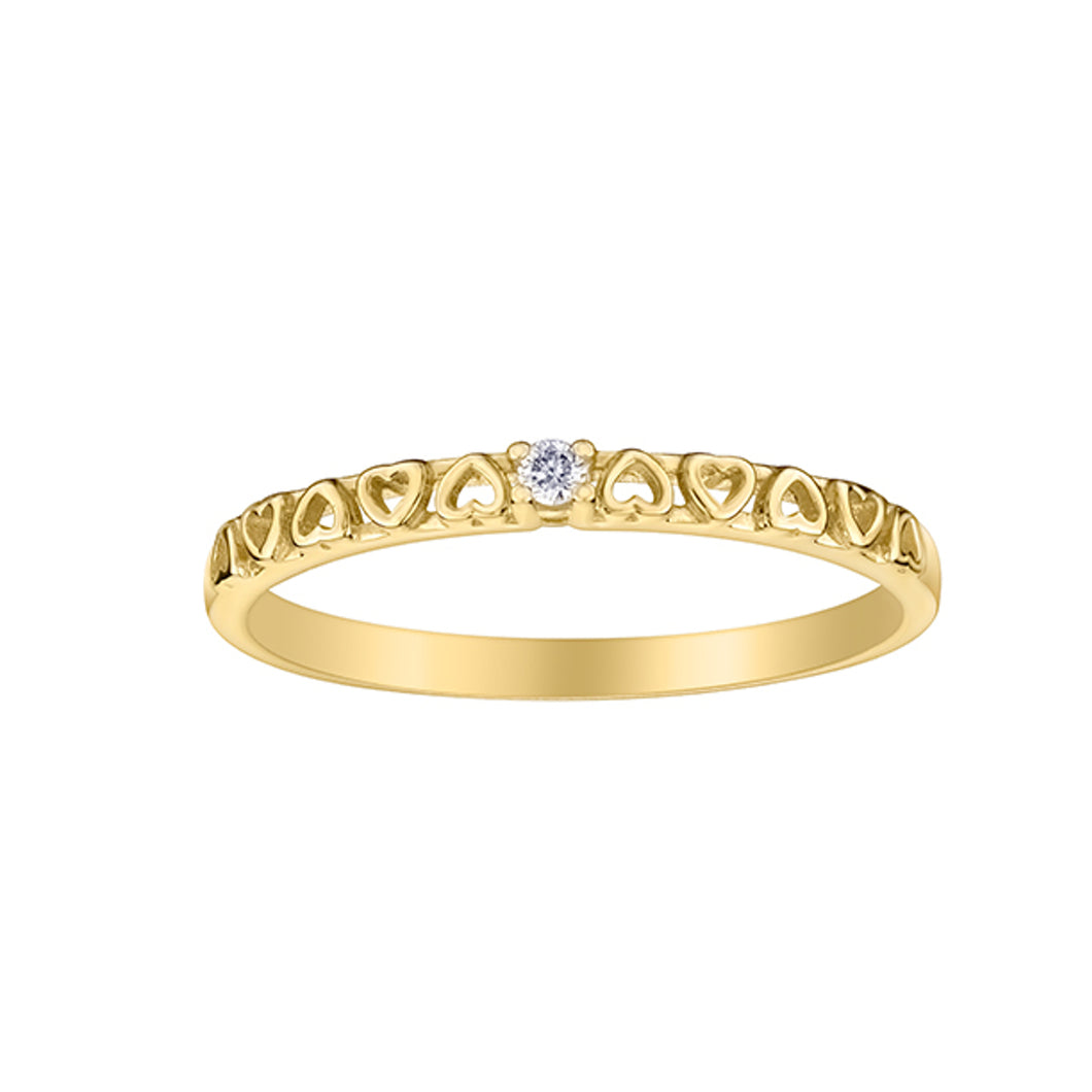 030194 OUT OF STOCK PLEASE ALLOW 3-4 WEEKS FOR DELIVERY 10K Yellow Gold & 0.02CT TW Diamond Heart Ring
