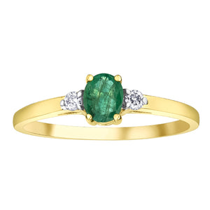 060120 Yellow Gold Emerald Ring with 0.06CT TW Diamond Birthstone Ring *40% OFF FINAL SALE*