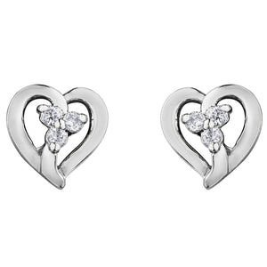 151127 10KT White Gold .03CT TW Diamond Heart Stud Earrings