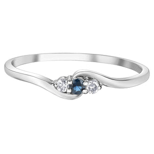 060141 OUT OF STOCK, PLEASE ALLOW 3-4 WEEKS FOR DELIVERY 10KT White Gold Blue Sapphire & .04CT TW Diamond Ring