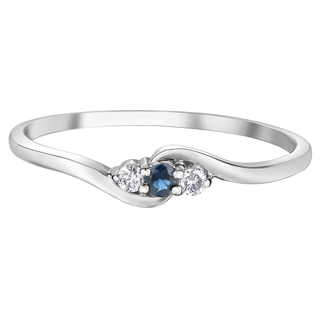 060141 OUT OF STOCK, PLEASE ALLOW 3-4 WEEKS FOR DELIVERY 10KT White Gold Blue Sapphire & .04CT TW Diamond Ring