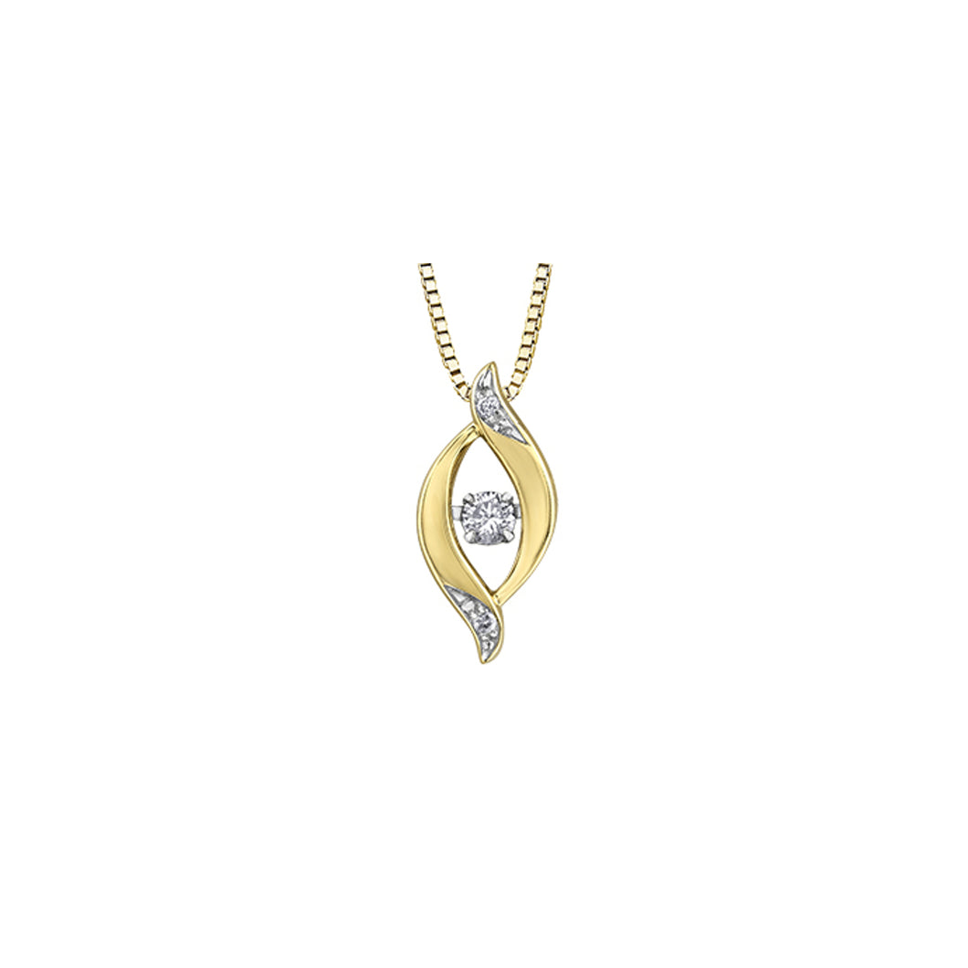 141635 10KT Yellow & White Gold .06CT TW Dancing Diamond Pendant