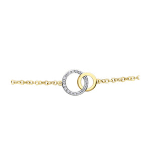 160020 7.5" 10K Yellow Gold 0.09CT TW Diamond Double Circle Bracelet