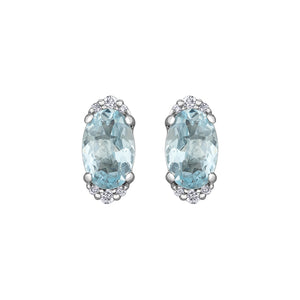 180120 OUT OF STOCK PLEASE ALLOW 2-3 WEEKS FOR DELIVERY 10KT White Gold Aquamarine & 0.05CT TW Diamond Earrings