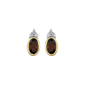 180119 OUT OF STOCK PLEASE ALLOW 3-4 WEEKS FOR DELIVERY 10KT Yellow Gold Garnet & .05CT TW Diamond Earrings
