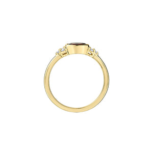 060166 10KT Yellow Gold Garnet & .08CT TW Diamond Ring