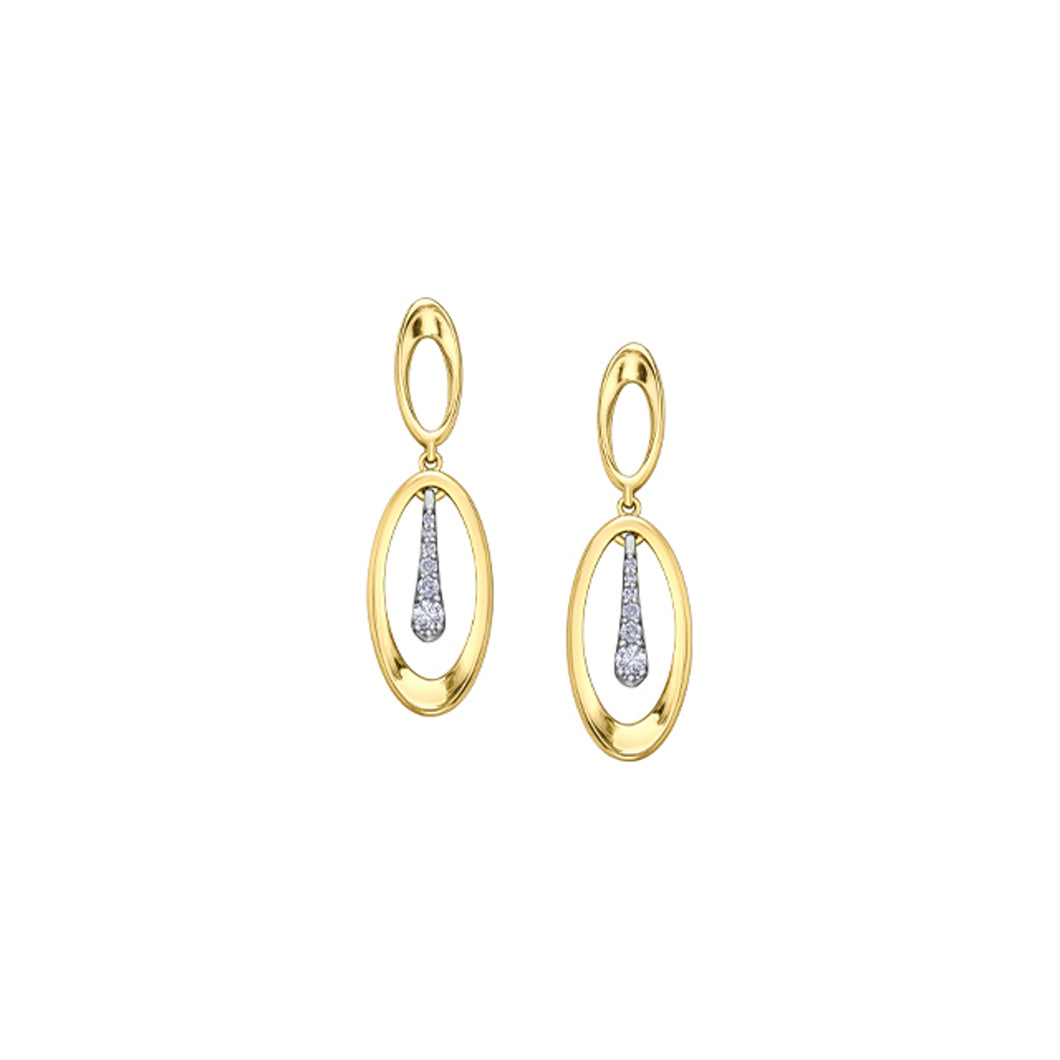 151168 10KT Yellow & White Gold .15CT TW Diamond Earrings
