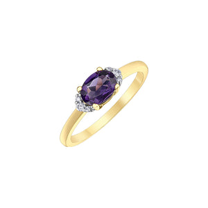 060181 OUT OF STOCK PLEASE ALLOW 3-4 WEEKS FOR DELIVERY 10KT Yellow Gold Amethyst & .05CT TW Diamond Ring