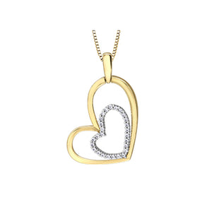141679 10KT Yellow & White Gold .14CT TW Diamond Heart Pendant