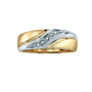 130221 10KT Yellow & White Solid Gold 0.05CT TW Diamond Ring