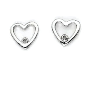 290859 Sterling Silver & Diamond Heart Earrings