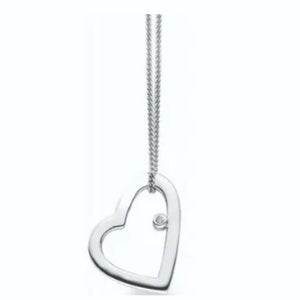 302848 Sterling Silver & Diamond Open Heart Pendant