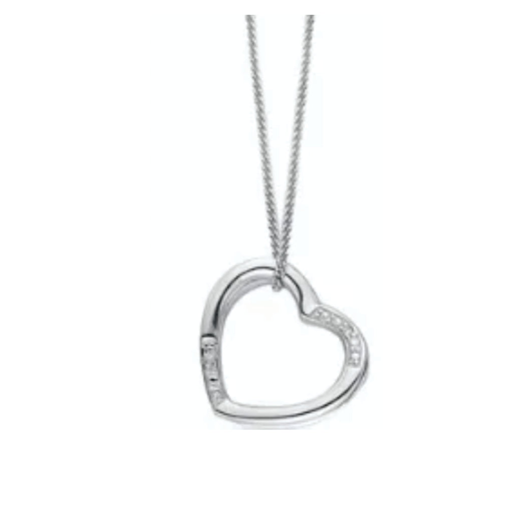 302871 Sterling Silver & Diamond Open Heart Pendant