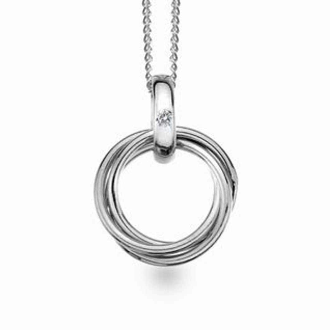 302889 Sterling Silver & Diamond Triple Circle Pendant