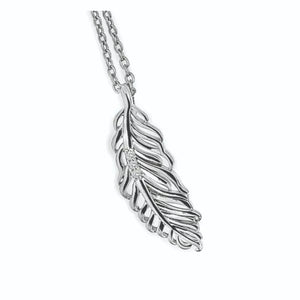 302899 Sterling Silver & Diamond Feather Pendant