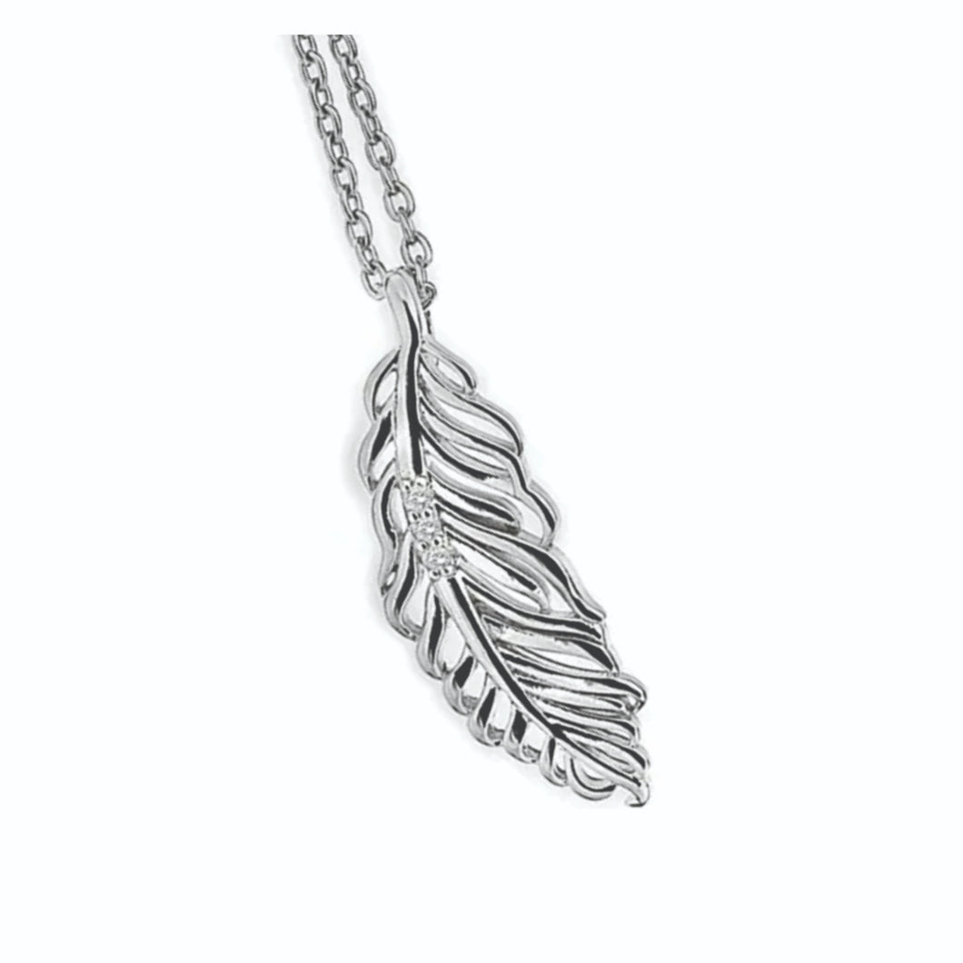302899 Sterling Silver & Diamond Feather Pendant