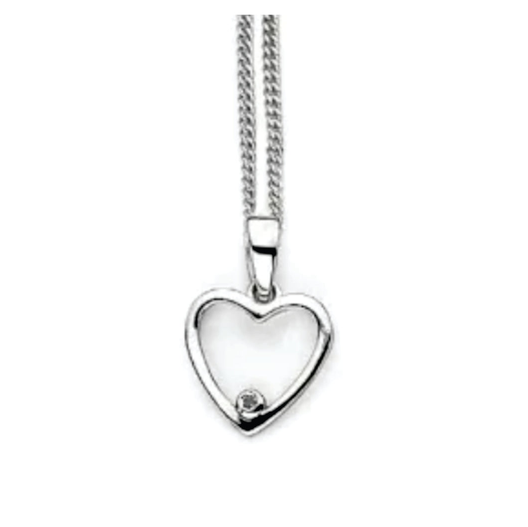 302902 Sterling Silver & Diamond Heart Pendant