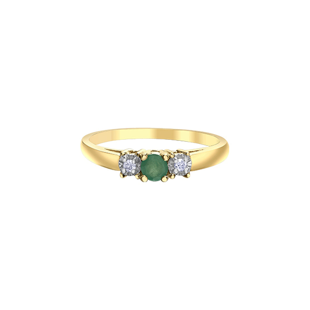060171 10KT Yellow Gold Emerald & .04CT TW Diamond Ring