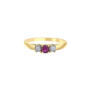 060172 10KT Yellow Gold Ruby & .04CT TW Diamond Ring