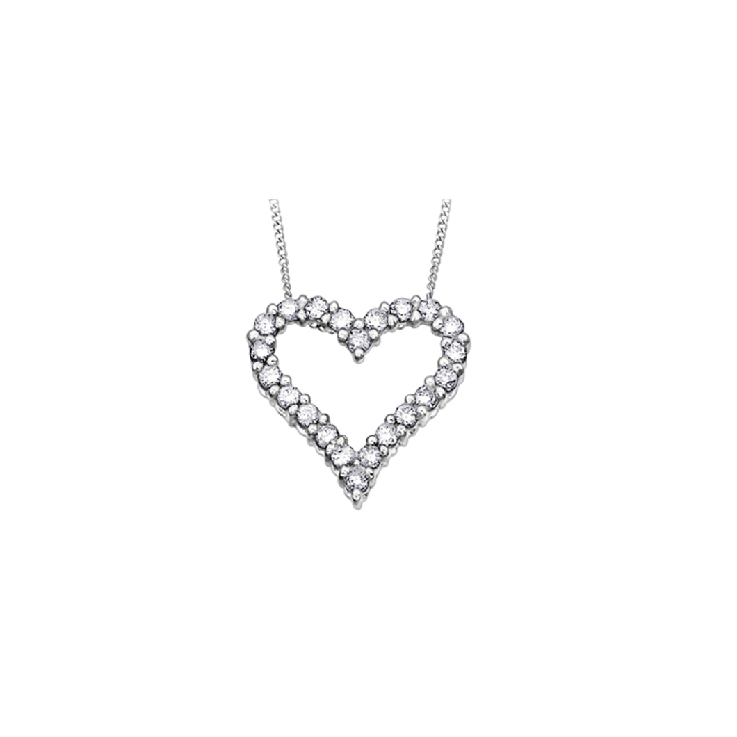 141642 OUT OF STOCK, PLEASE ALLOW 3-4 WEEKS FOR DELIVERY 10KT White Gold .50CT TW 22 Diamond Heart Pendant