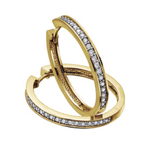Load image into Gallery viewer, 150739 10KT Yellow Gold 0.05CT TW Diamond Hoop Earrings
