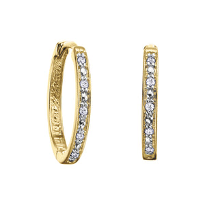 150741 10KT Yellow Gold 0.15CT TW Diamond Hoop Earrings