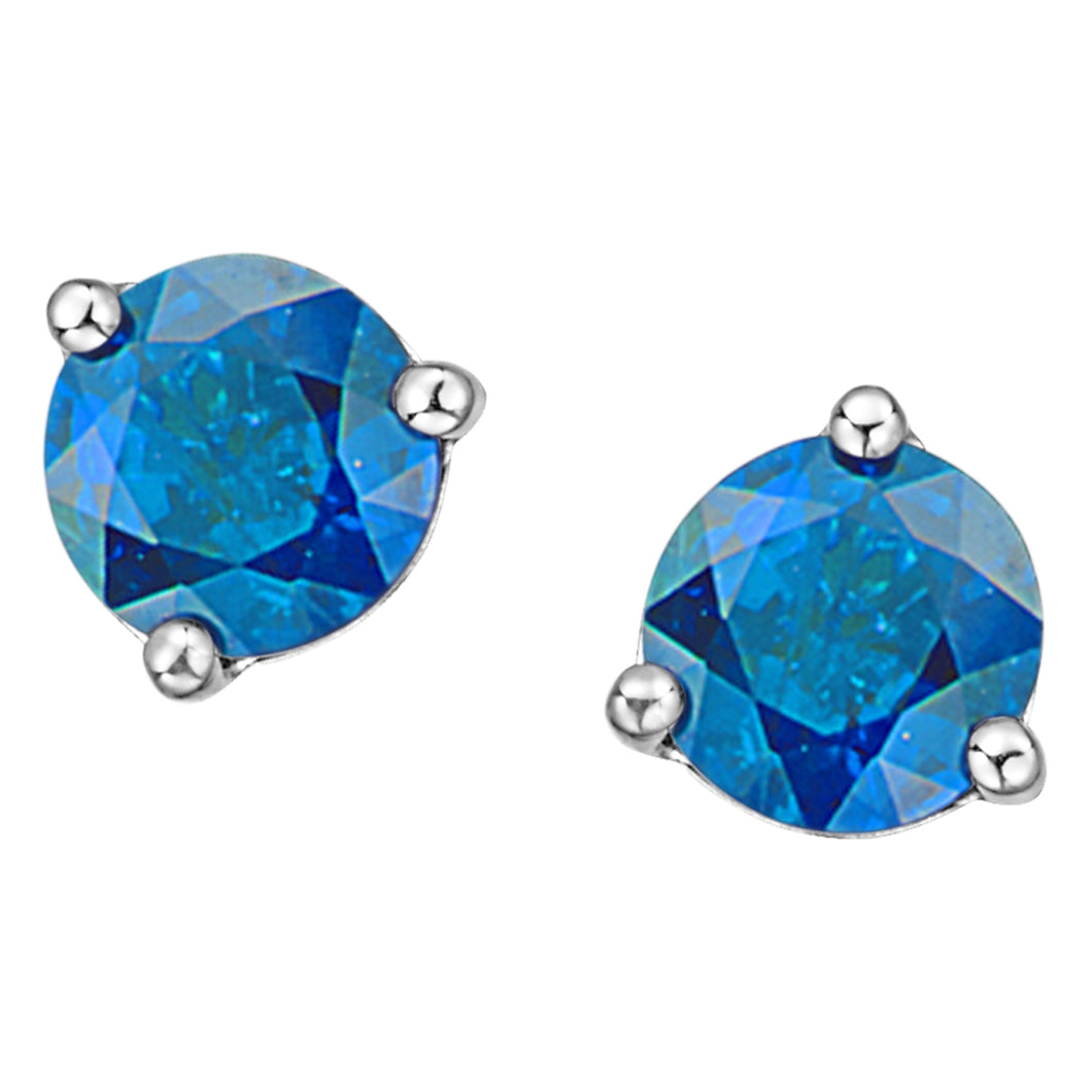 180028  OUT OF STOCK, PLEASE ALLOW 3-4 WEEKS FOR DELIVERY 10KT White Gold Blue Topaz 5mm Stud Earrings