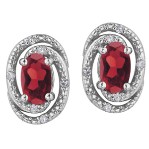 290873 OUT OF STOCK PLEASE ALLOW 3-4 WEEKS FOR DELIVERY Sterling Silver Garnet & .03CT TW Diamond Stud Earrings