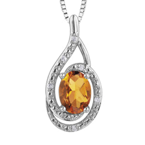 303001 Sterling Silver Citrine & .03CT TW Diamond Pendant