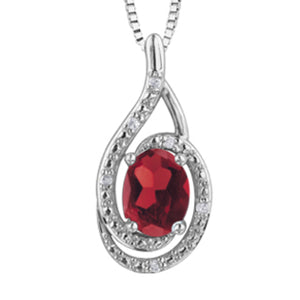 303003 Sterling Silver Garnet & .03CT TW Diamond Pendant