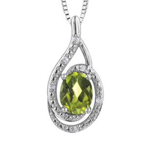 303005 Sterling Silver Peridot & .03CT TW Diamond Pendant