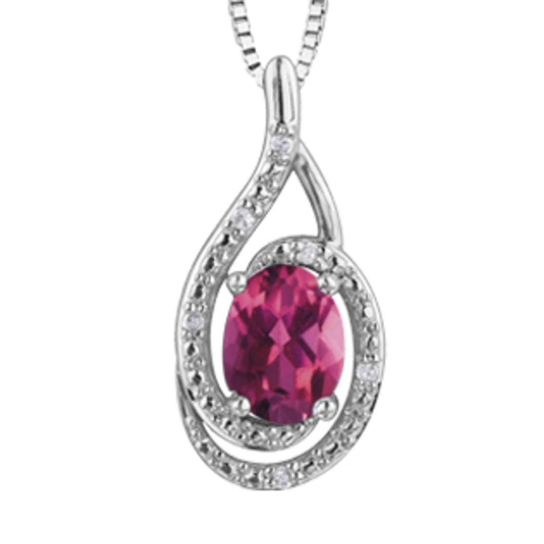 303006 Sterling Silver Pink Topaz & .03CT TW Diamond Pendant