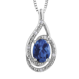 303008 OUT OF STOCK, PLEASE ALLOW 3-4 WEEKS FOR DELIVERY Sterling Silver Sapphire & .03CT TW Diamond Pendant