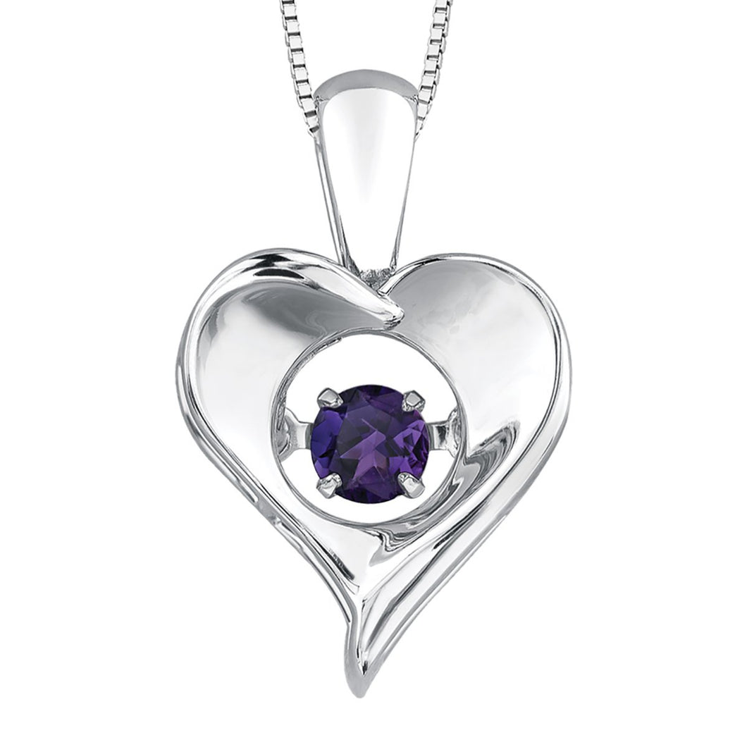 303010 Sterling Silver Dancing Amethyst Heart Necklace