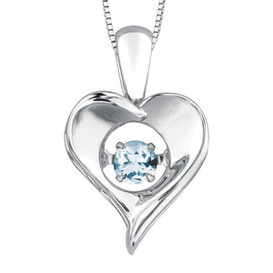 303011 Sterling Silver Dancing Aquamarine Heart Necklace