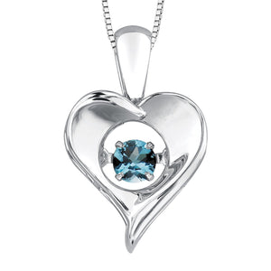 303012 Sterling Silver Dancing Blue Topaz Heart Necklace