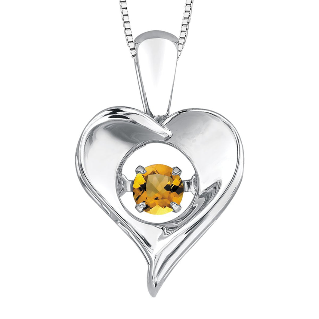 303013 Sterling Silver Dancing Citrine Heart Necklace