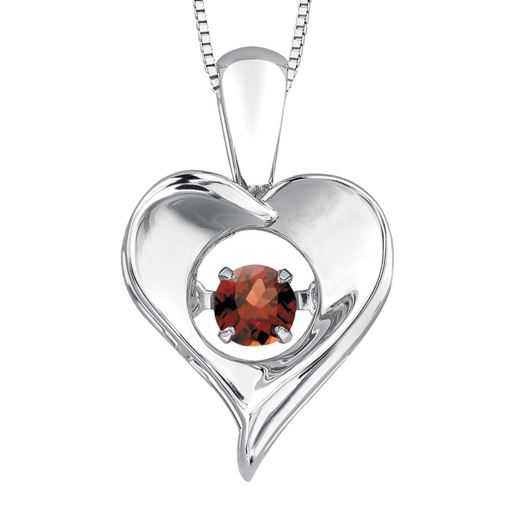 303015 Sterling Silver Dancing Garnet Heart Necklace