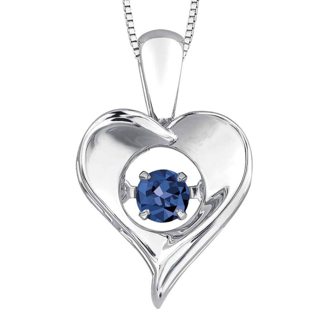 303020 Sterling Silver Dancing Sapphire Heart Necklace