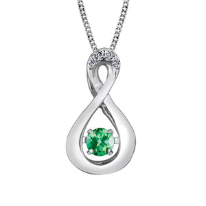 170097 10KT White Gold Dancing Emerald & 0.01CT TW Diamond Pendant