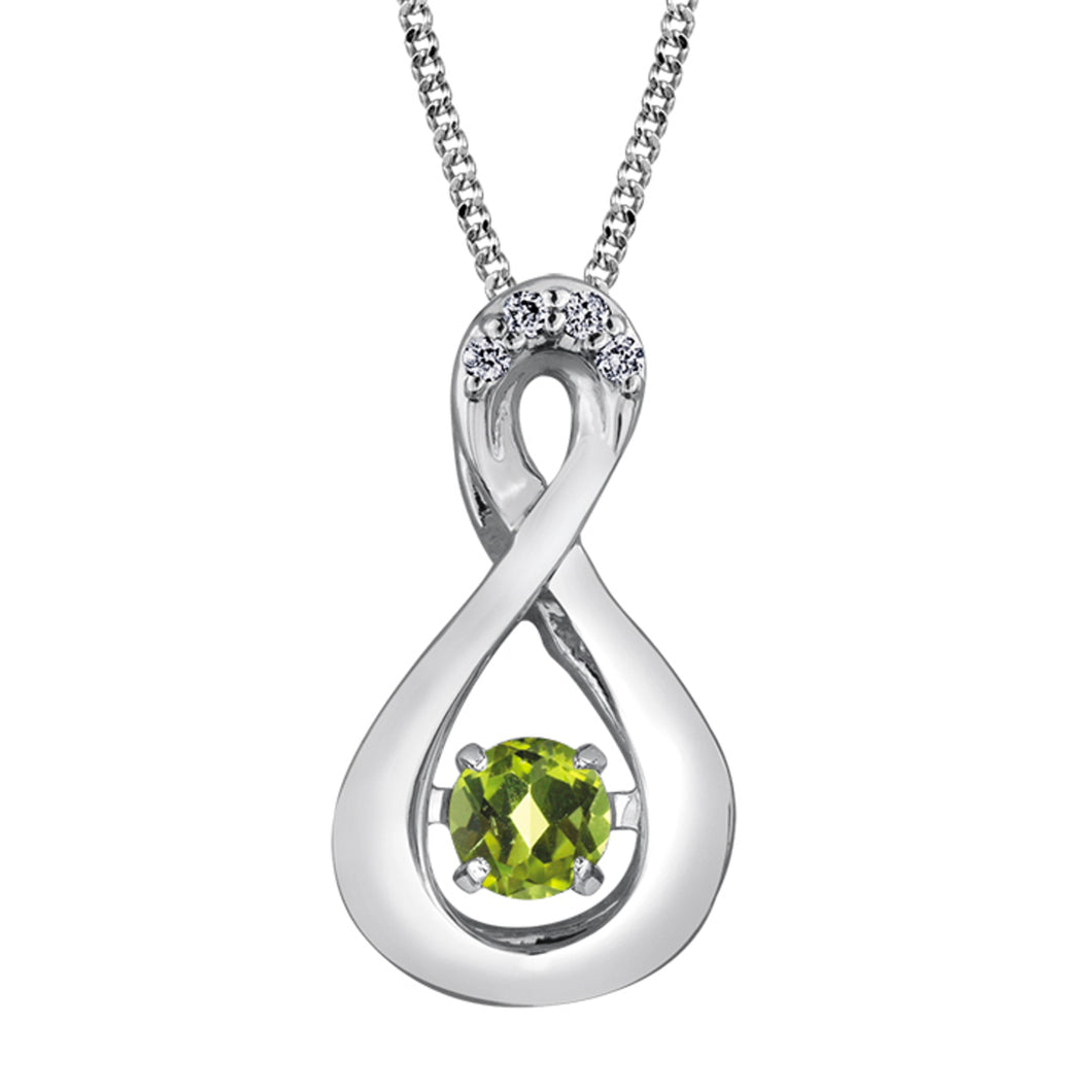 170098 OUT OF STOCK PLEASE ALLOW 3-4 WEEKS FOR DELIVERY 10KT White Gold Dancing Peridot & 0.01CT TW Diamond Pendant
