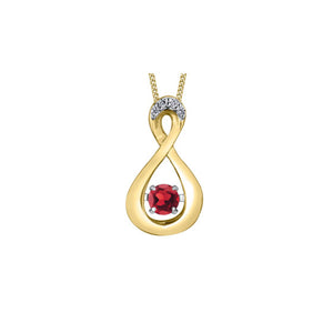 170161 OUT OF STOCK PLEASE ALLOW 3-4 WEEKS FOR DELIVERY 10KT Yellow Gold Dancing Garnet & 0.01CT TW Diamond Pendant
