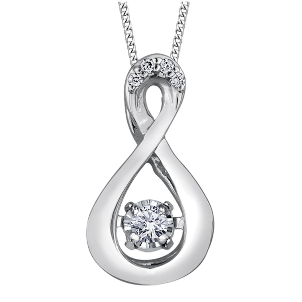 141557 10KT White Gold Dancing Diamond & 0.03CT TW Diamond Pendant