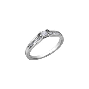 030013 10K White Gold & 0.10CT TW Diamond Ring