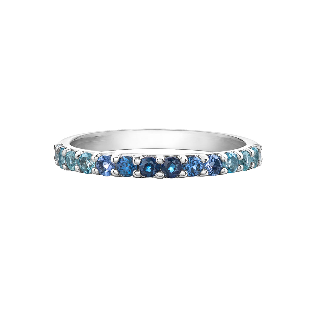 060113 OUT OF STOCK PLEASE ALLOW 3-4 WEEKS FOR DELIVERY 10KT White Gold Multi Gemstone Ocean Ombre Ring
