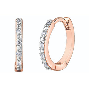 151066 10KT Rose Gold and .05TW Diamond Huggie Earrings