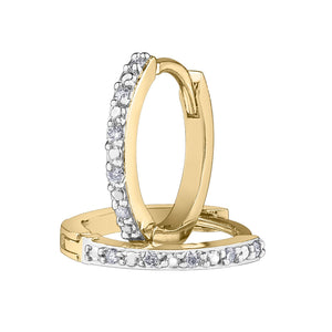 151065 OUT OF STOCK, PLEASE ALLOW 3-4 WEEKS FOR DELIVERY 10KT Yellow Gold and .05TW Diamond Huggie Earrings