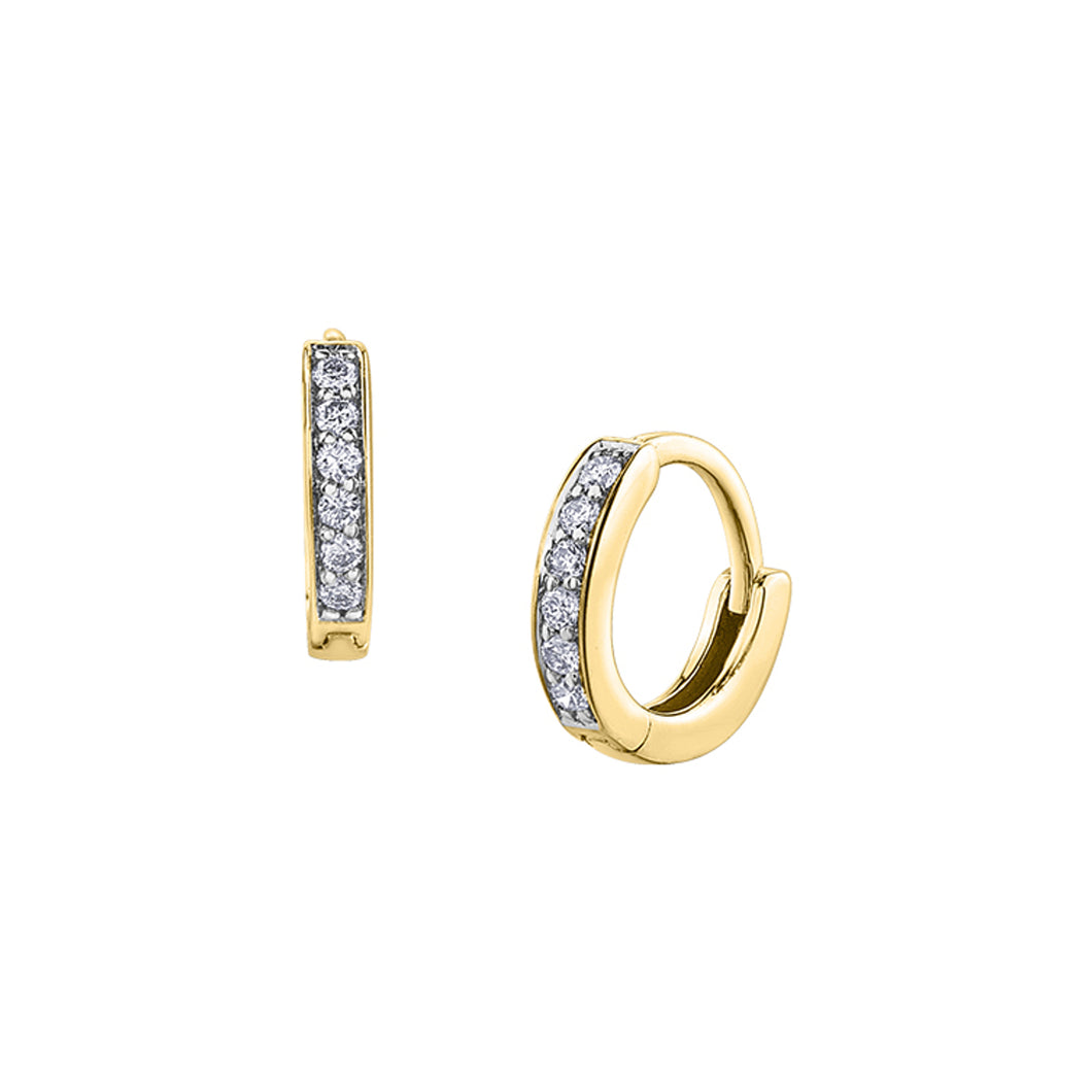 151149 OUT OF STOCK PLEASE ALLOW 3-4 WEEKS FOR DELIVERY 10KT Yellow Gold .08CT TW Diamond Hoop Earrings