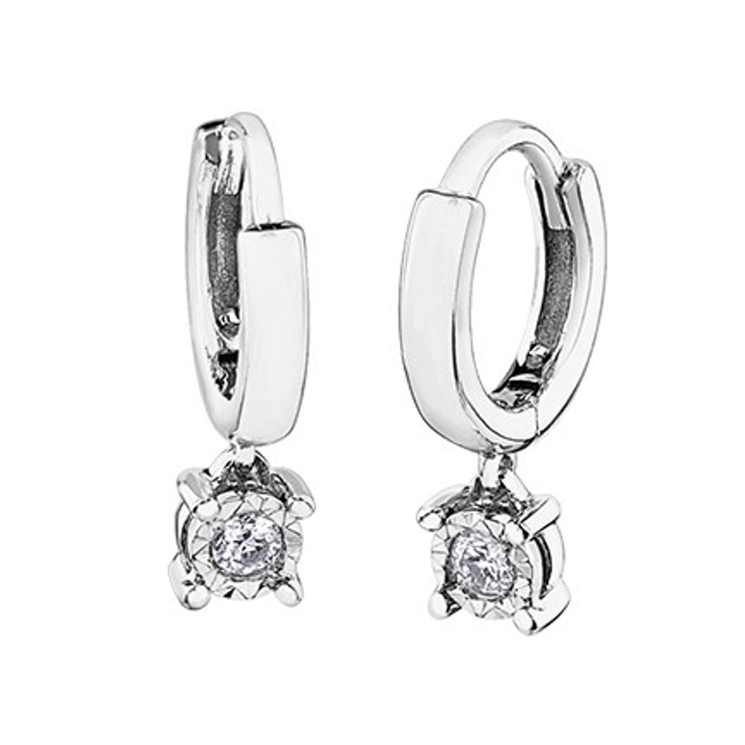 151080  OUT OF STOCK PLEASE ALLOW 3-4 WEEKS FOR DELIVERY 10KT White Gold 0.06CT TW Diamond Huggie Earrings